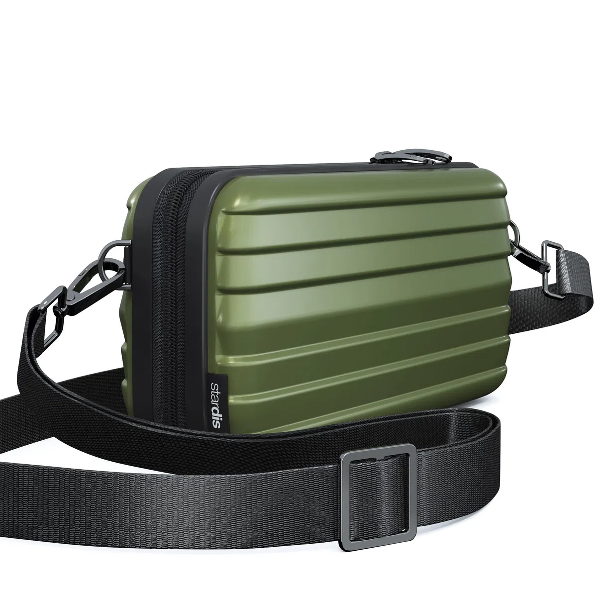Unibag Borsa a tracolla con tracolla con chiusura lampo, mini valigetta impermeabile, tasche interne per cosmetici, custodia rigida da appendere per uomo e donna