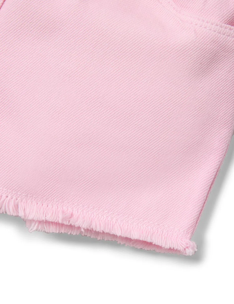 OVS Kids Short in Puro Cotone Rosa da Bimba Regular Fit con Frange