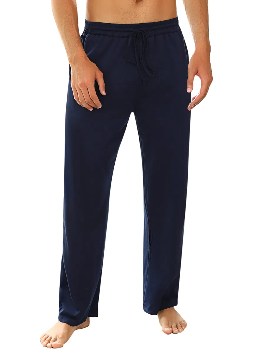 Marvmys Pantaloni Pigiama da Uomo 100% Cotone Pantalone Pigiama Invernale Lungo Pants Casual Men Tinta Unita con Tasche Laterali S-3XL