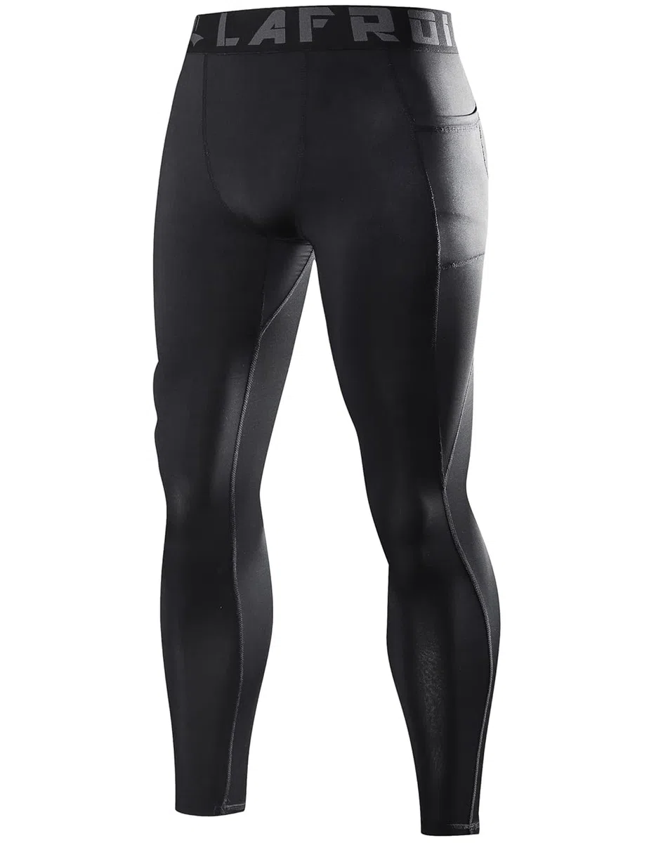 LAFROI YSK08 - Leggings da Uomo, ad Asciugatura Rapida, a Compressione, Aderenti