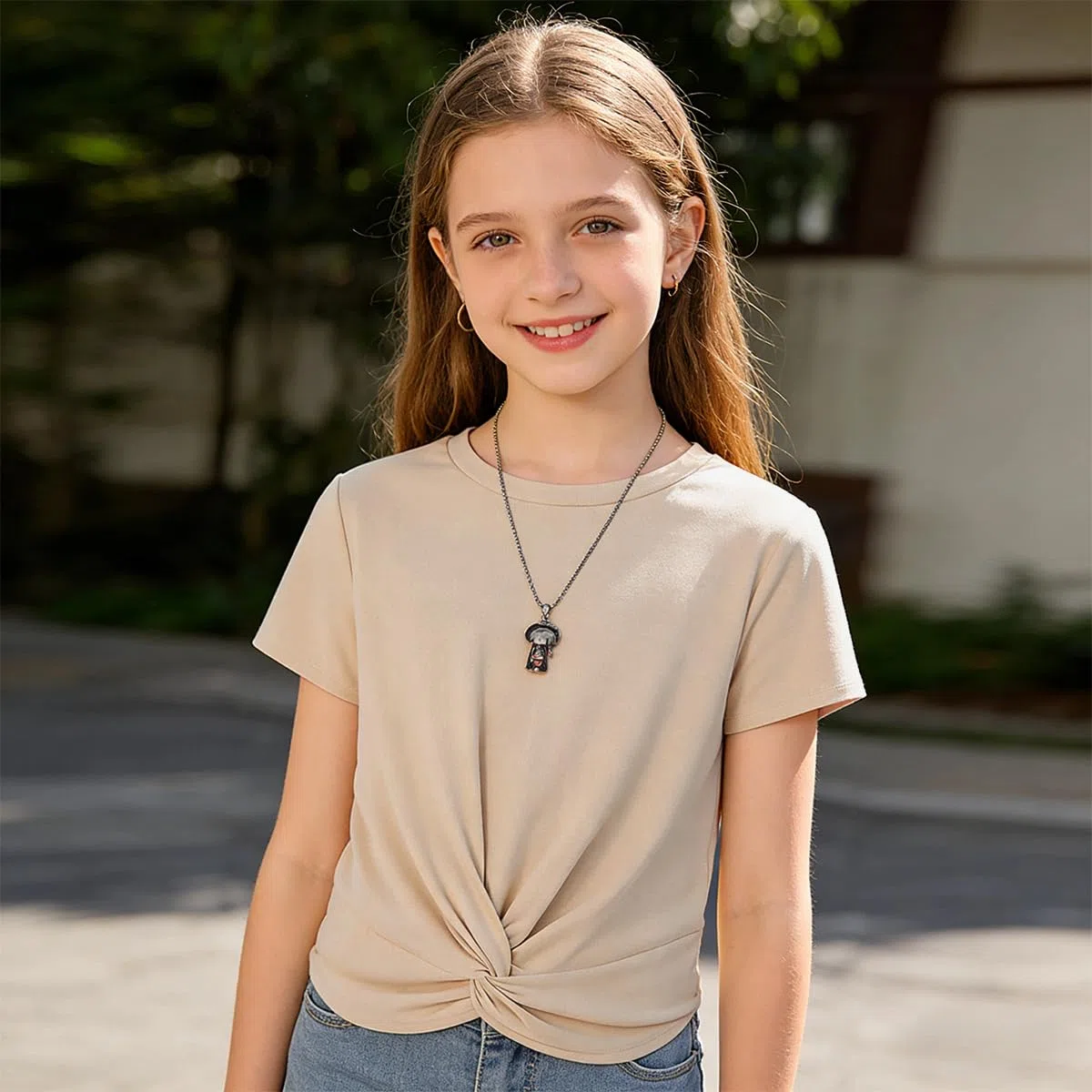 T-Shirt Bambine e Ragazze Twist Front Maglietta Estiva Bambine Magliette Girocollo Ragazza Maniche Corte Bambina Top 8-15 Anni