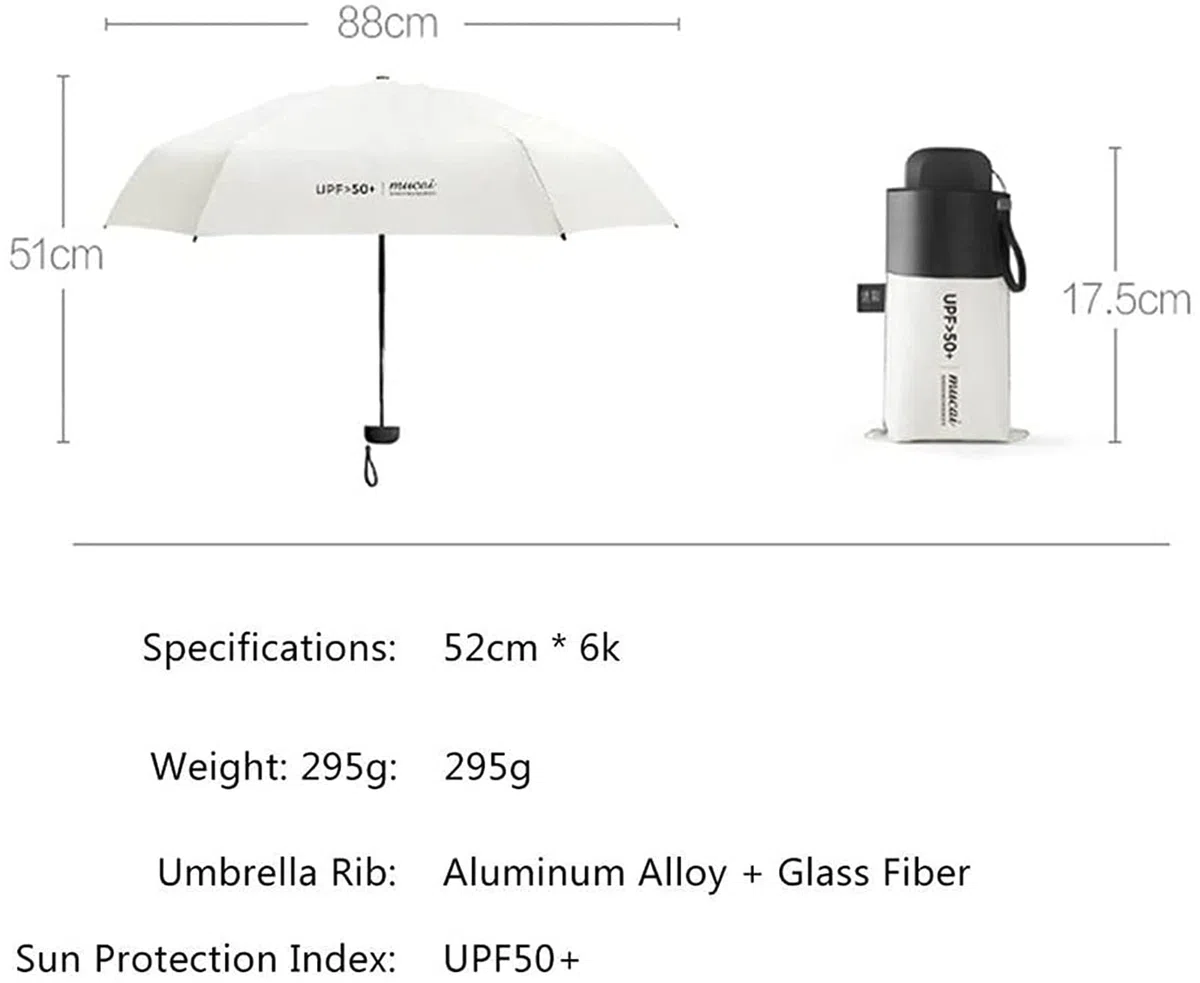 Ombrello Pieghevole Piccolo Portatile Ombrello da Sole Antivento Protezione UV Ultraleggero Tascabile Mini Umbrella per Uomini, Bambini, Donne