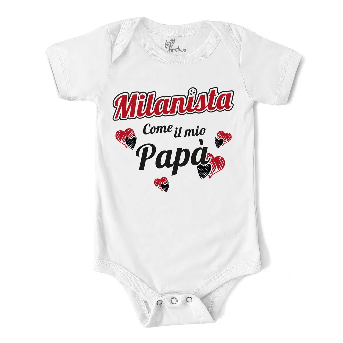Body Neonato Milanista come il mio Papà - Body Divertente Manica Corta | Baby Body 100% Cotone Morbido e Traspirante, Simpatica Idea Regalo per Piccoli Tifosi Maschio Femmina Baby Shower