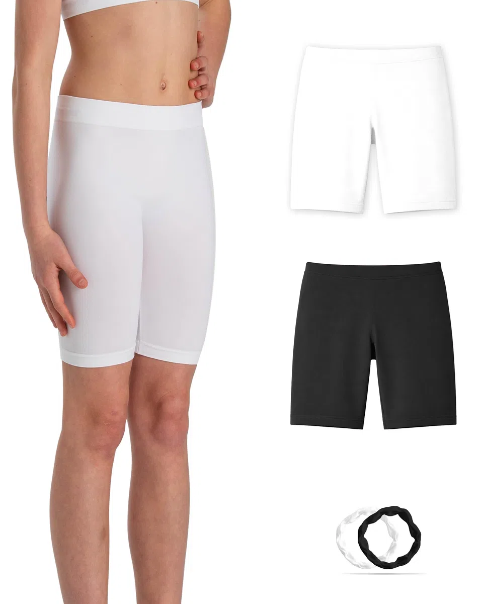 Risalti Pantaloncini Bambina Microfibra 2 Pz - Leggings Bambina Corti Sportivi, Ciclisti Bambina Elasticizzati, Culotte Bambina Seamless con Bracciali Colorati in Omaggio - Made in Italy
