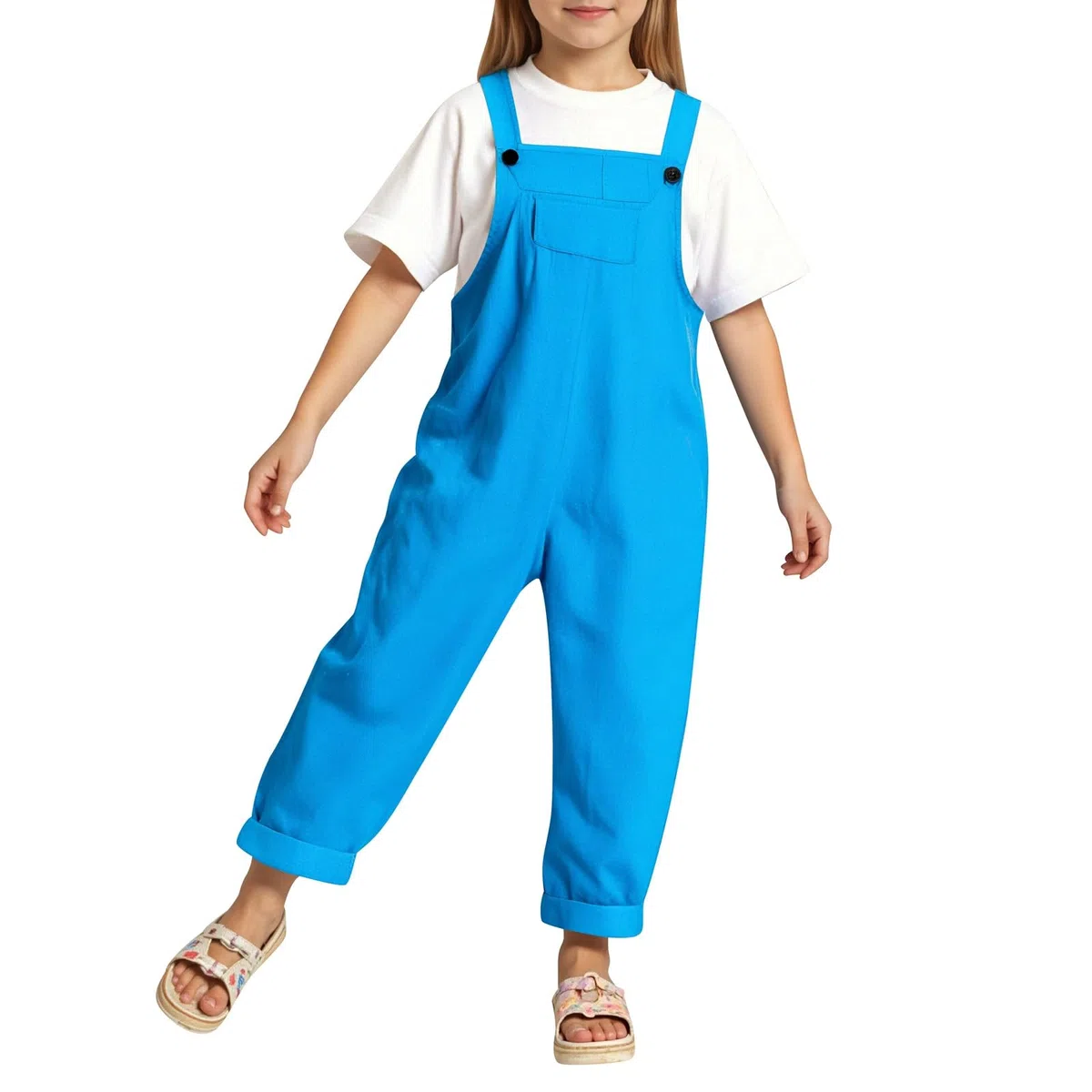 Tuta Da Ragazza Regolabile Con Spalline Sottili Ragazza Monocolore Con Spalline E Tasche Elegante Salopette Per Bambini Ampia Tinta Unita Pantaloni Lunghi