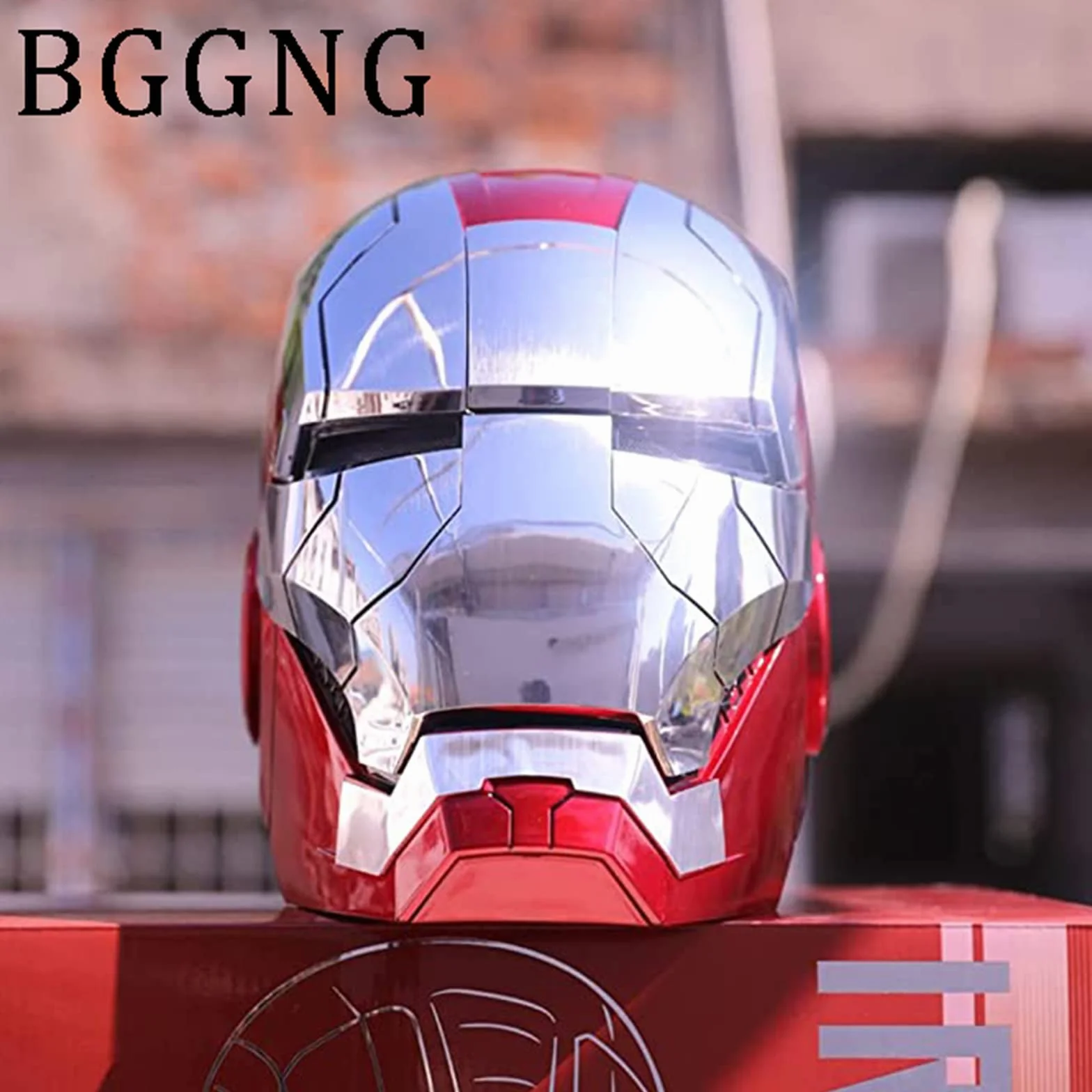 Iron Man Casco 1: 1,MK5 Portatile Elettrico Apertura e Chiusura Maschere Complete per Halloween Compleanno Regalo di Compleanno Prop BGGNG con Voce Saluto Touch Controllo, A, Size