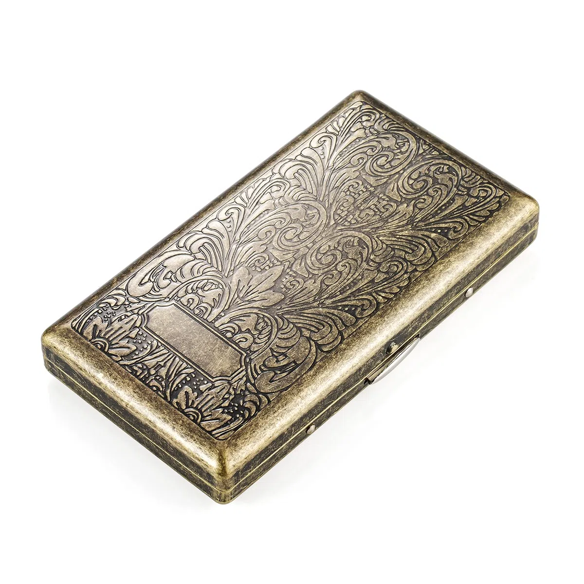 Portasigarette vintage da donna in metallo, sottile, per sigarette da donna, in stile antico, per sigarette da 100 mm, 20 pezzi, in acciaio inox, sottile, con scatola regalo (xiye)