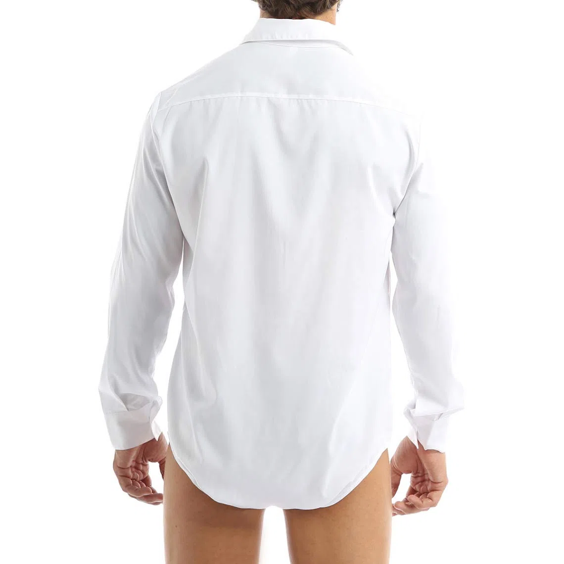 inhzoy Camicia Bianco da Ufficio Bodysuit Danza Latino Uomo Costumi da Ballo Bottoni di Base Dancewear Tango Zumba Samba Rumba Pratica Slim Fit Competizione