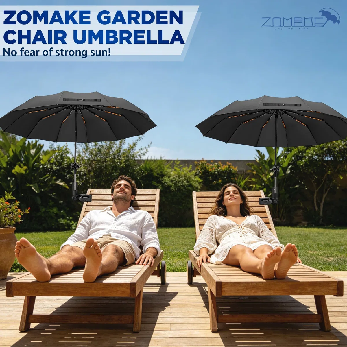 ZOMAKE Ombrellone per Sedia con Morsetto Clip, Parasole per Sdraio Mare, Ombrello per Sedia da Spiaggia
