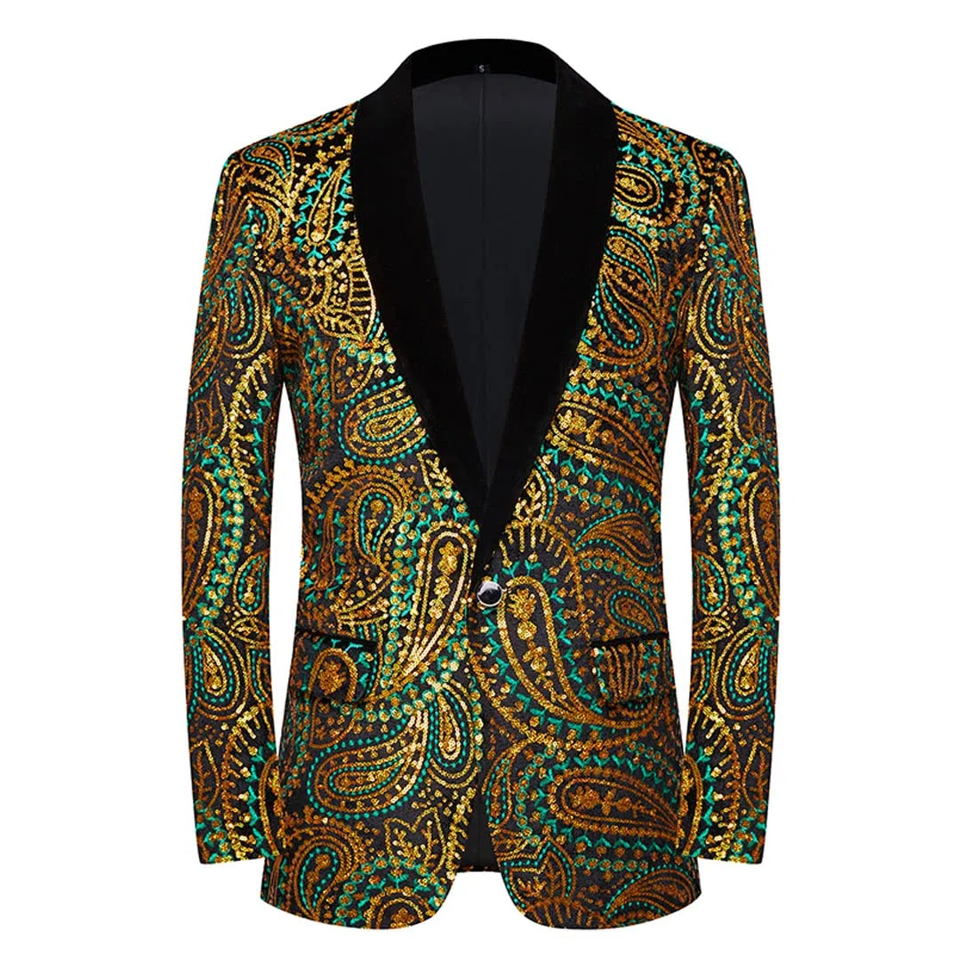 Giacca da Uomo con Paillettes Lucide Giacca Classica da Abito Floreale Moda, Adatta per Feste, Matrimoni, Banchetti, Balli