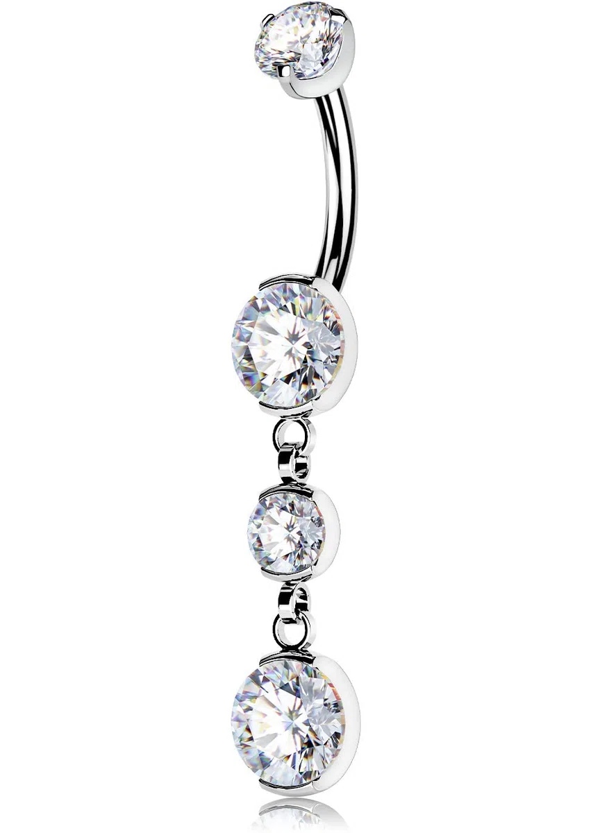 OUFER Body Piercing Piercing per ombelico in titanio, 14 g, trasparente, per ombelico