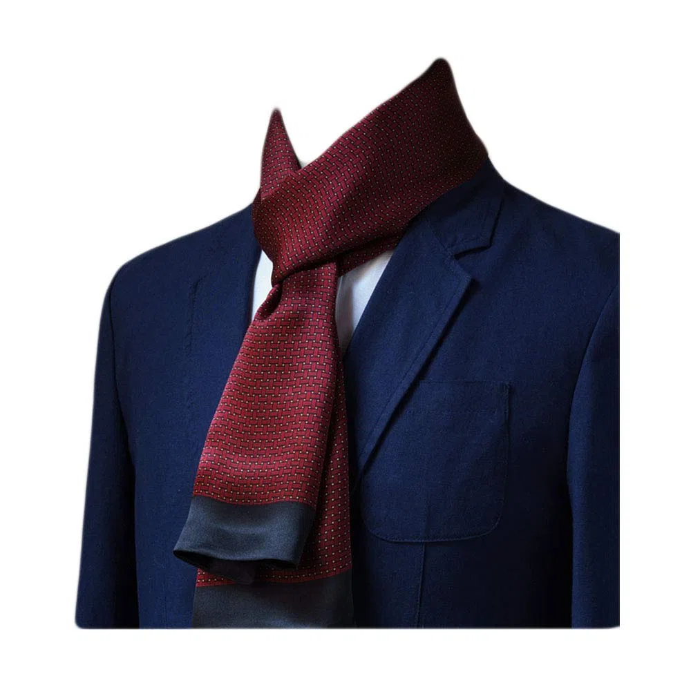 Foulard da uomo, in 100% seta, sciarpa vintage, con motivo