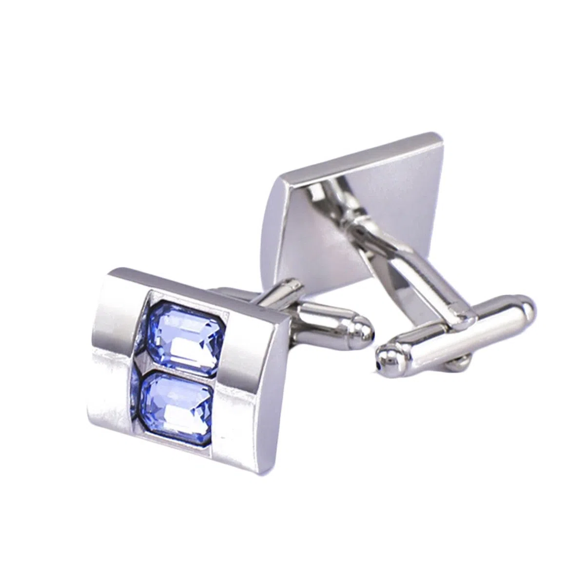 Gemelli Camicia Uomo Sposo,Gemelli Quadrata Zirconia Cubica Azzurro Camicia Gemelli Argento Chiaro Blu Gemelli Uomo Rame