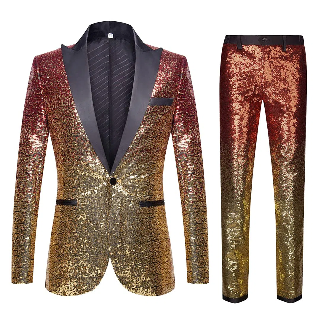 Mens Fashion Gradient Colori Paillettes Due Pezzi Set Abiti