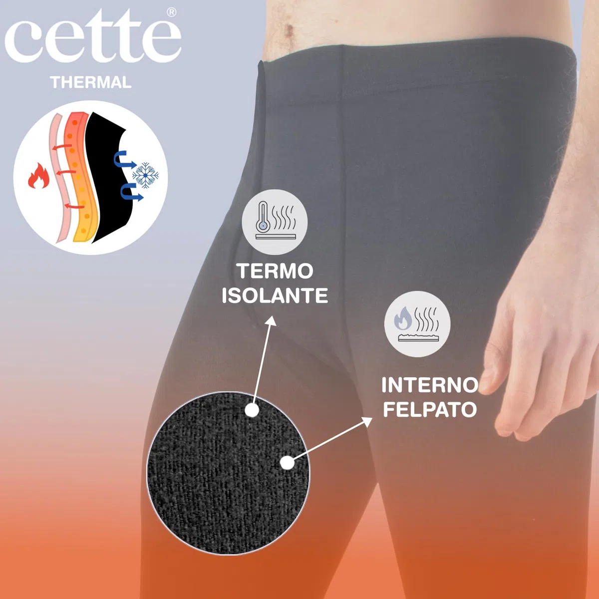 Cette Pack 1/2 Paia – Leggings Termico Uomo, Calzemaglie in Pile, Pantalone con Interno Felpato | 300 den | Nero | M/L, XL, XXL