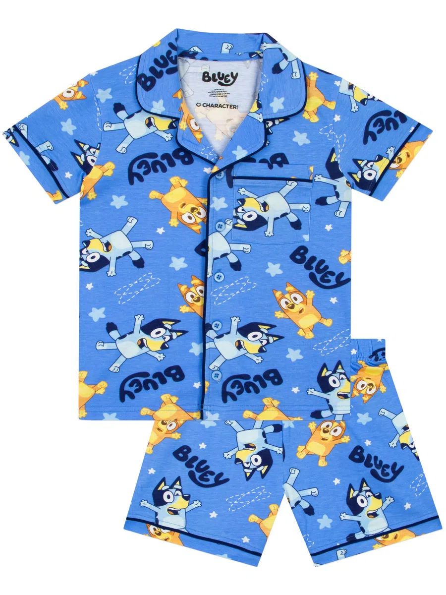Bluey Pigiama Bambino | Pigiama Corto Ragazzo con Bottoni Bingo | Set Pigiami Ragazzo