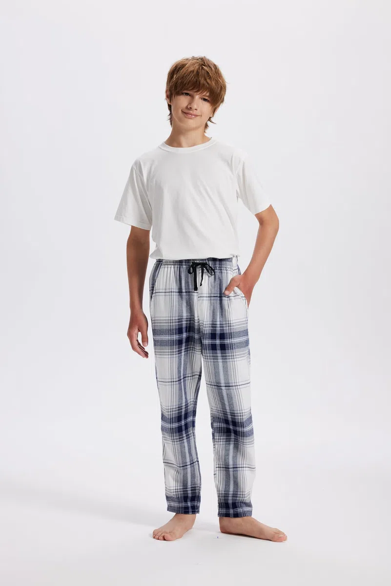MoFiz Pantaloni Pigiama Lunghi Bambino Ragazzo Cotone a Quadretti Caldi Pant con Tasche 7-18 Anni