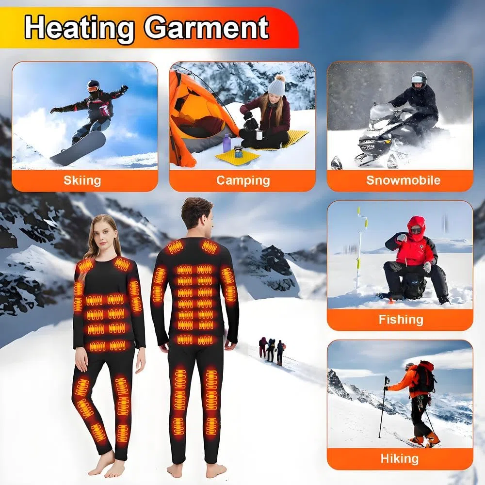 Completo Intimo Termico riscaldante Intelligente a 42 Zone per Uomo e Donna,Ricarica USB Abbigliamento Invernale riscaldato & S