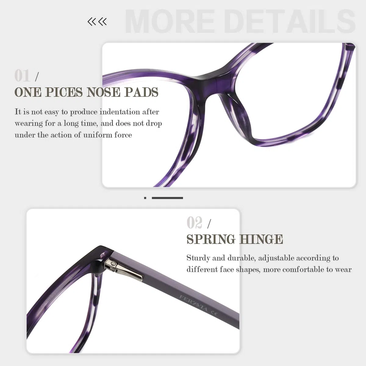 Eleganti occhiali da vista classici da donna con lenti trasparenti ottiche quadrate in acetato lucido senza prescrizione