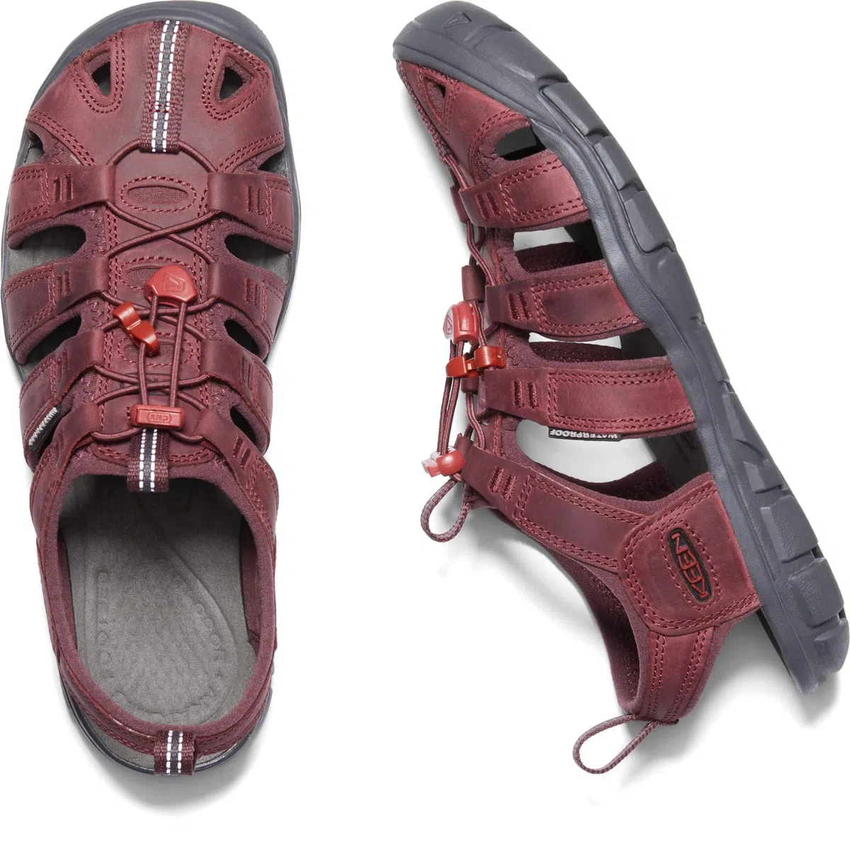 KEEN Clearwater CNX Leather Sandale 2022 Wine/Red Dhalia