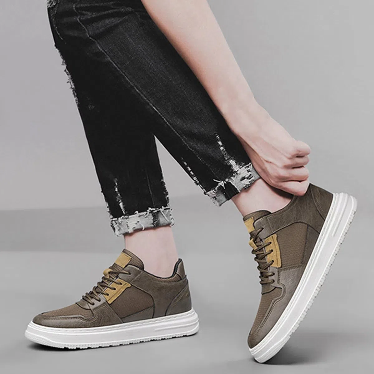 Scarpe rialzanti Invisibili da Uomo Sneakers Casual da Guida con Lacci, con Tomaia Media, per Un'Altezza di 6 cm Scarpe da Passeggio Traspiranti in Pelle