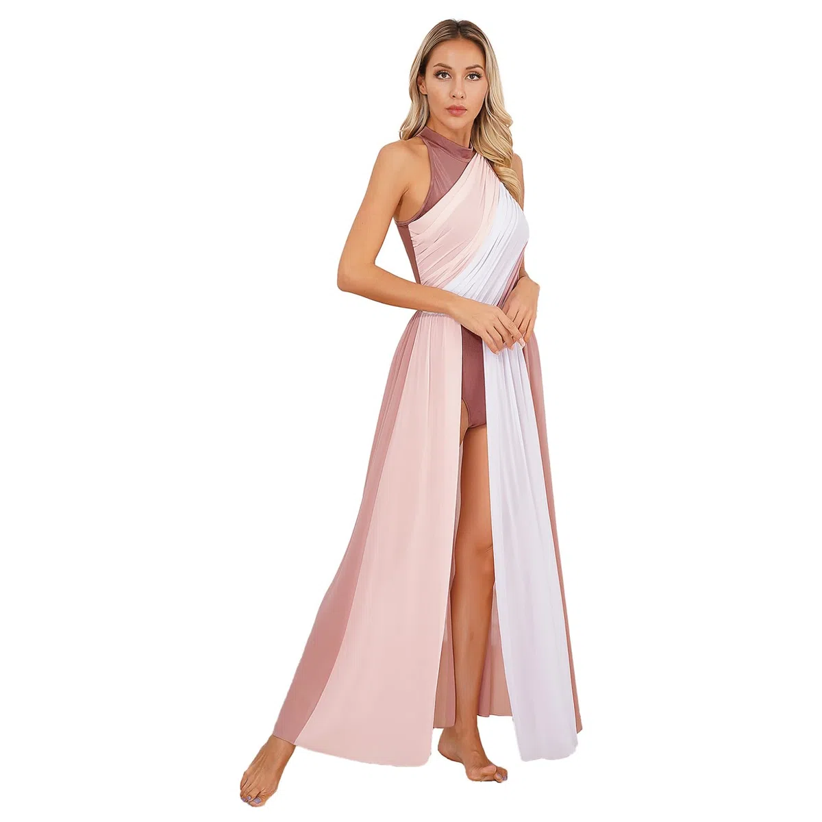 Freebily Abito da Ballo Latino Lirico Contemporaneo Donna Strass Leotards da Danza Classica Moderna Ballerina Senza Maniche Vestito da Danza Samba Rumba Salsa Ginnastica