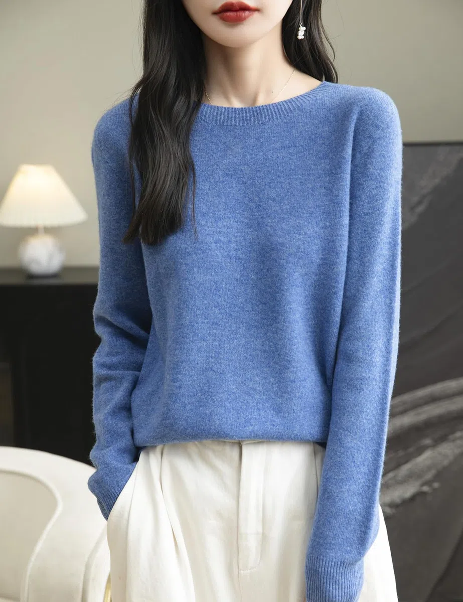 Chanyarn Maglione Girocollo da Donna in 100% Lana Merino 2025 Maglione Lavorato a Maglia Senza Cuciture a Maniche Lunghe