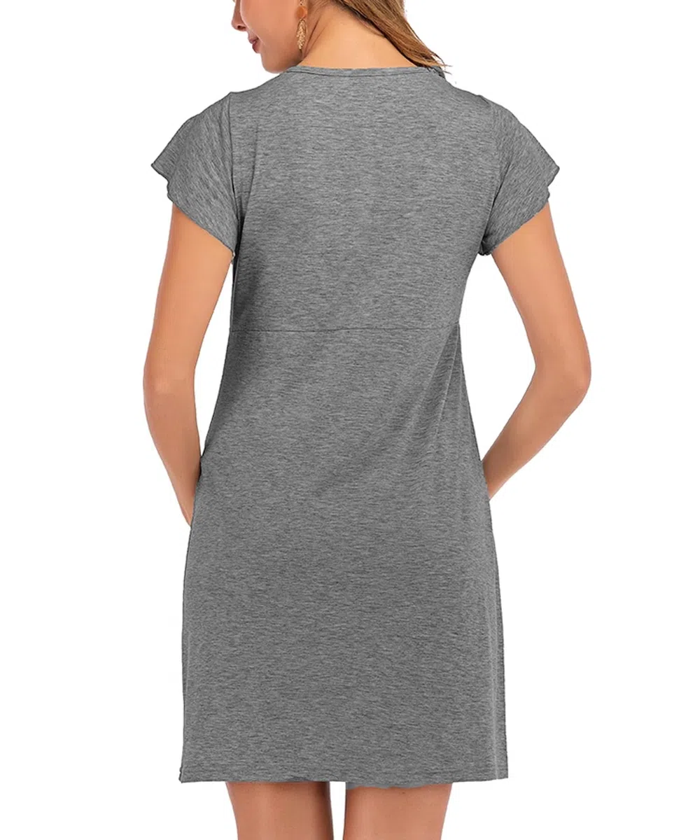 SHEKINI Camicia da Notte Premaman Donna Manica Corta Abbigliamento maternità Confortevole per Il Post Parto