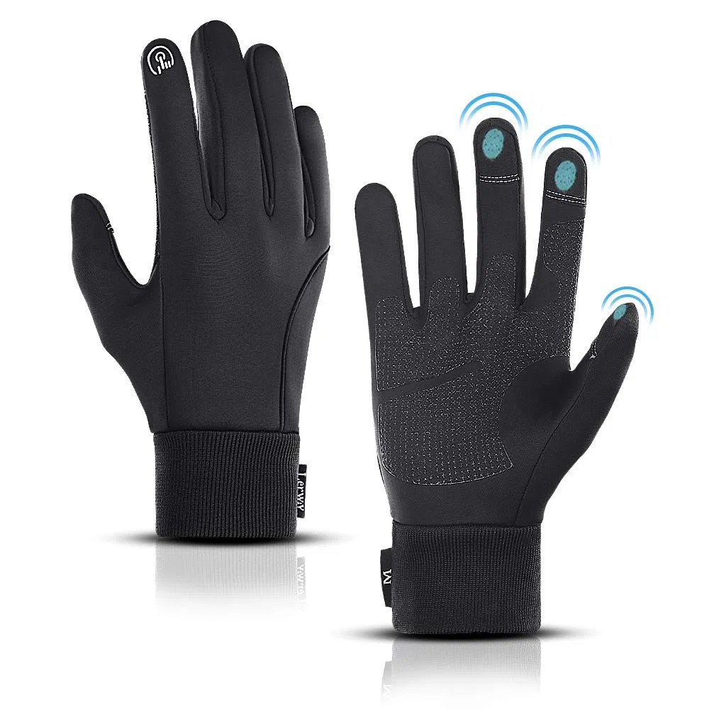 LERWAY Guanti invernali caldi con touch screen neri per uomini e donne antiscivolo antivento guanti sportivi corsa guida mountain bike arrampicata escursionismo impermeabile