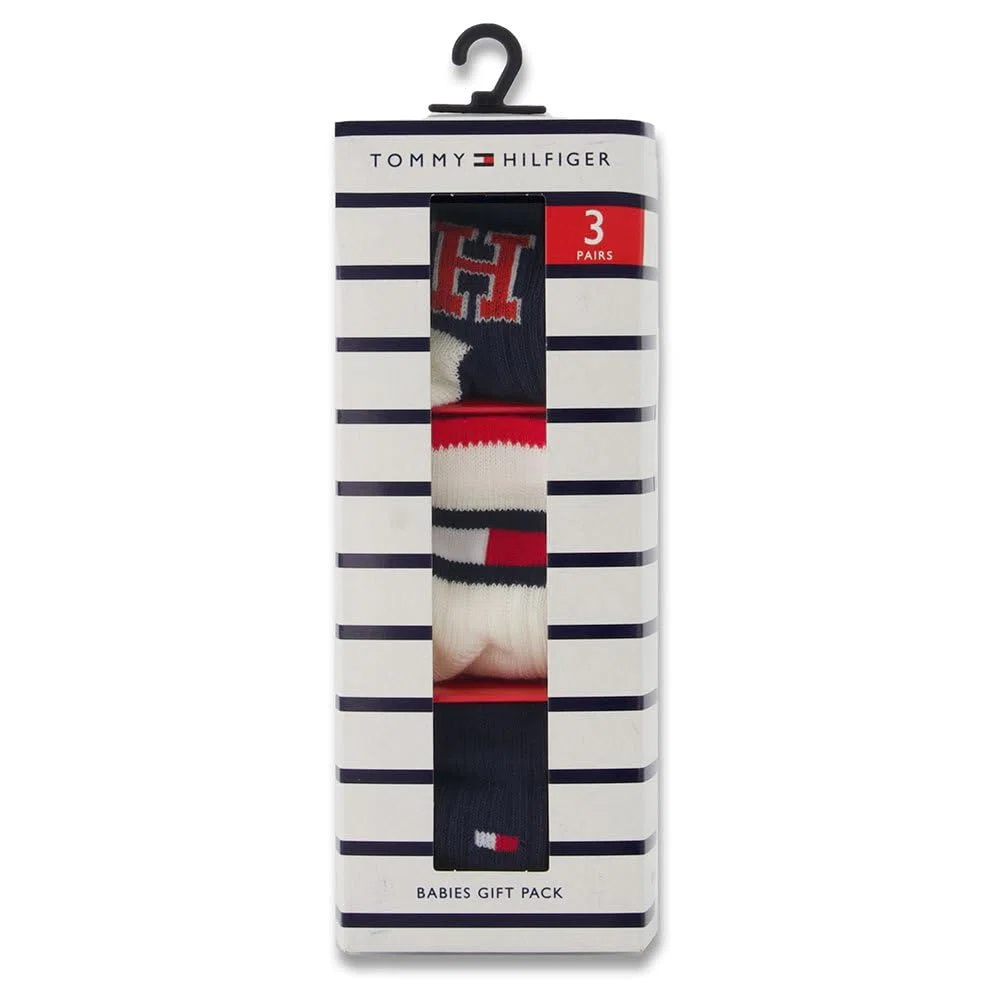 Tommy Hilfiger Iconico Confezione Regalo per Calzini (Pacco da 3) Unisex-Bimbi
