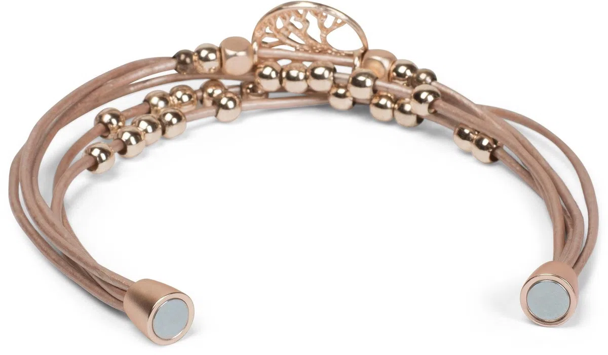 styleBREAKER braccialetto con raffinati fili metallici, con charm albero della vita e pietre, chiusura magnetica, bracciale, gioiello, da donna 05040135