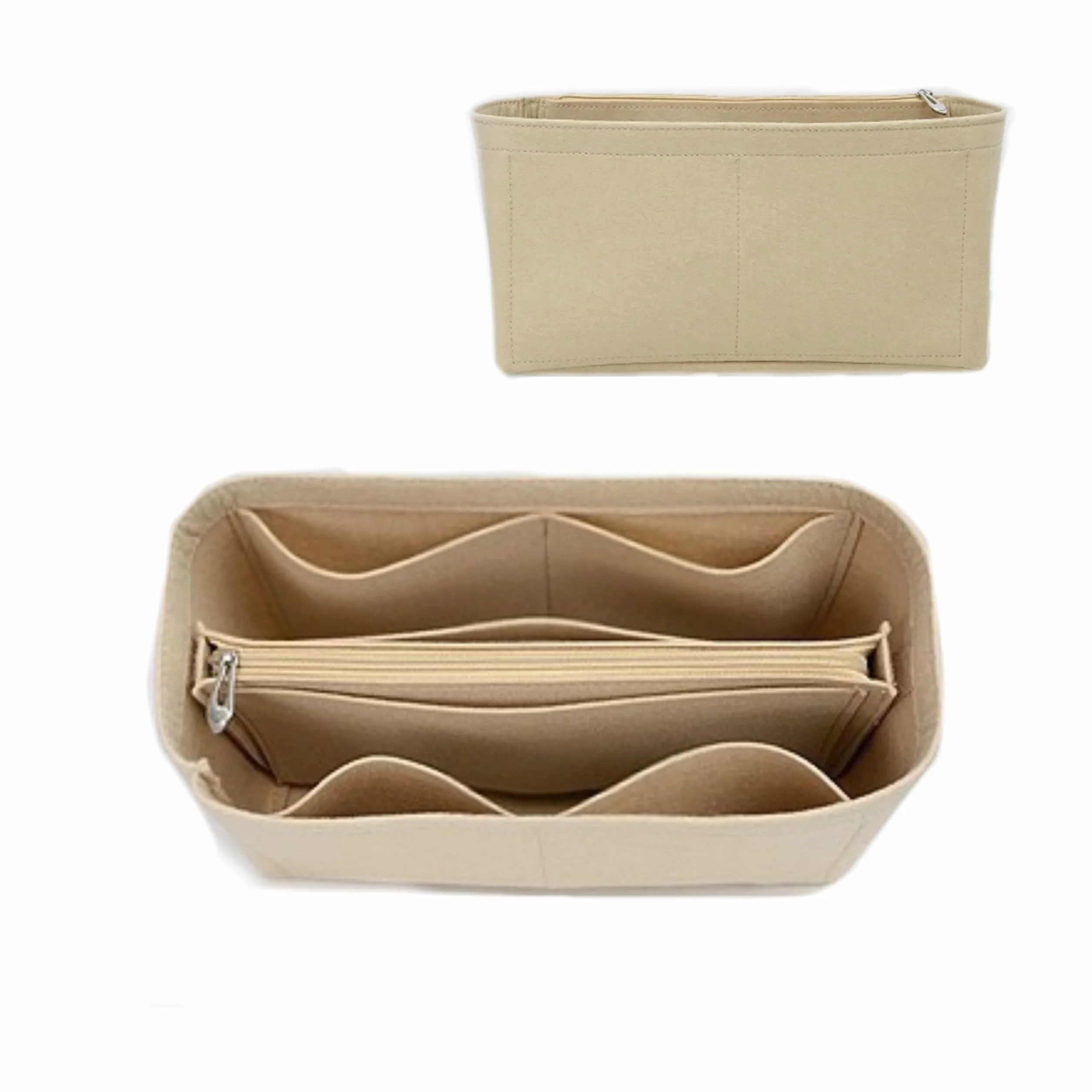 Organizer in feltro con cerniera, organizer per borse da donna, perfetto per la borsa Neverfull Tote (beige, piccolo)