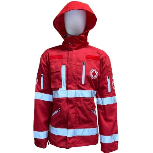 Generico Completo Operativo Croce Rossa Italiana - Divisa Tecnica Regular Fit: Sahariana Multitasche e Pantalone Professionale con Bande Riflettenti