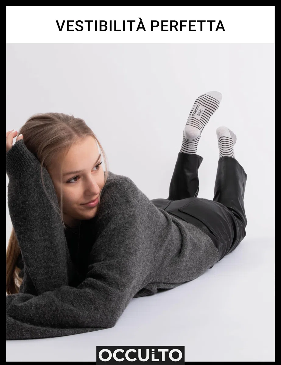 Occulto CALZE DONNA strisce e punteggiate in COTONE (10 PAIA), CALZINI DONNA COTONE in DIVERSI COLORI