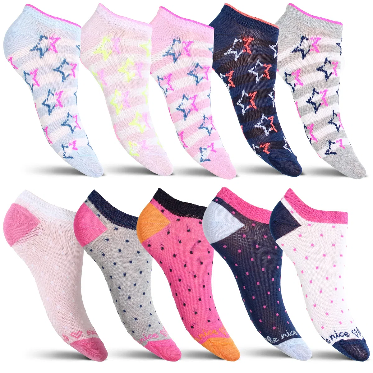 10 Paia Jadea Calzini Bambina in Filo di Scozia, Made in Italy - Fantasmini Bambini Socks - 80% Cotone - Taglie Infanzia Numero 19 a 37 - Età 2-10 Anni - Calze Bambi