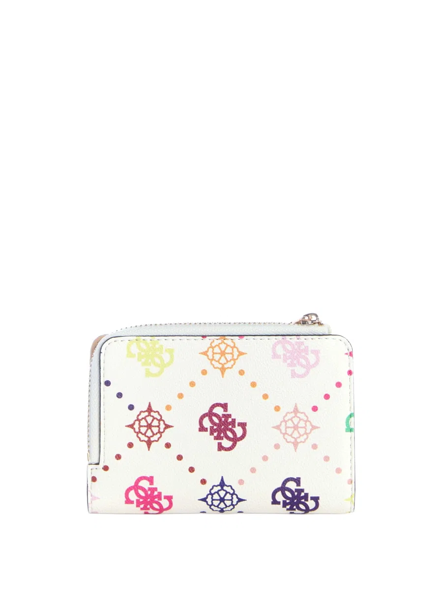GUESS portafoglio Emelie Logo SLG Zip Around Card Case Bone Logo multicolore