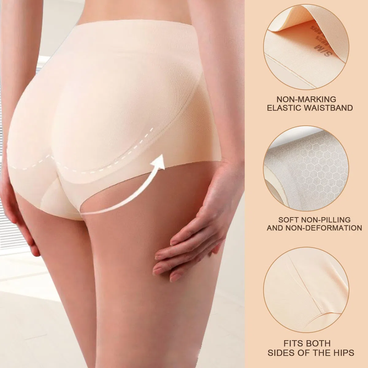 Mutande Imbottite da Donna Mutande Push Up Glutei Hip Enhancer Butt Lifter Shapewear Intimo Senza Cuciture Modellante Pancera Contenitiva con Cuscinetti Rimovibili Elastica Pantaloni