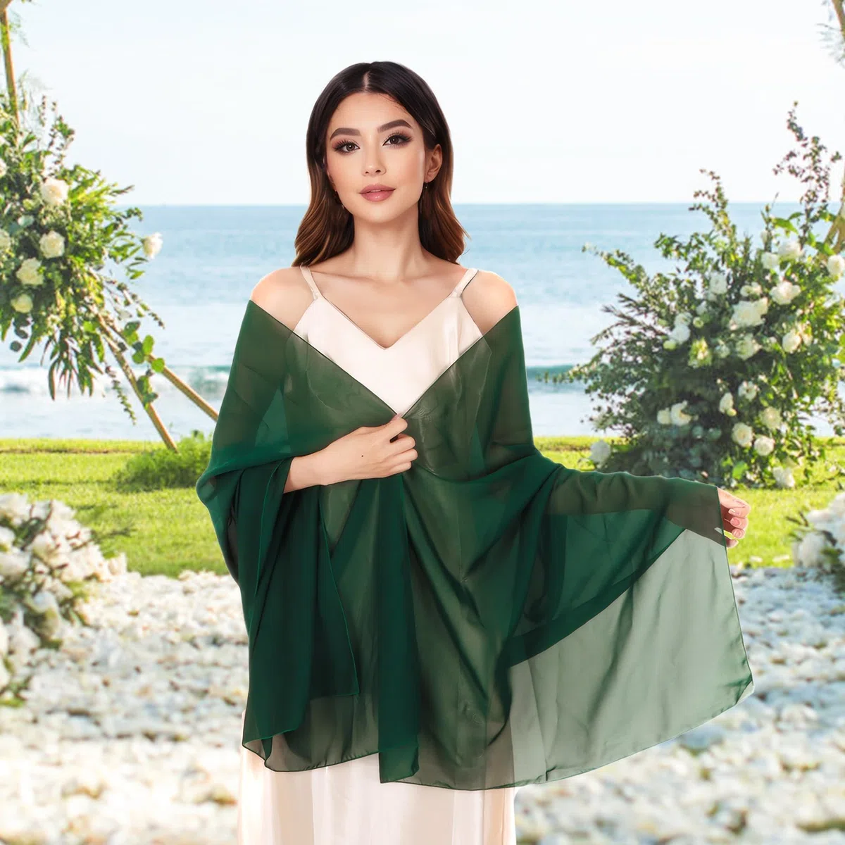 Scialli e Involucri Pashmina – Scialle Elegante Donna per Cerimonia, Chiffon Sciarpa da Sera per Matrimonio Donna