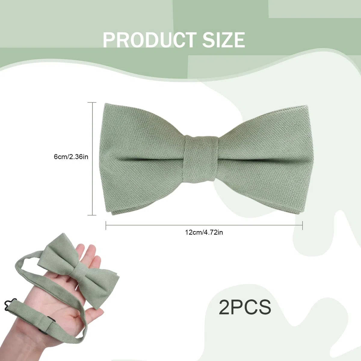 VOSSOT 2 Pezzo Papillon da Uomo Regolabile Con Gancio, Bambino e Neonato - Cravatta Verde per Matrimoni, Feste, Balli, Cerimonie e Festival