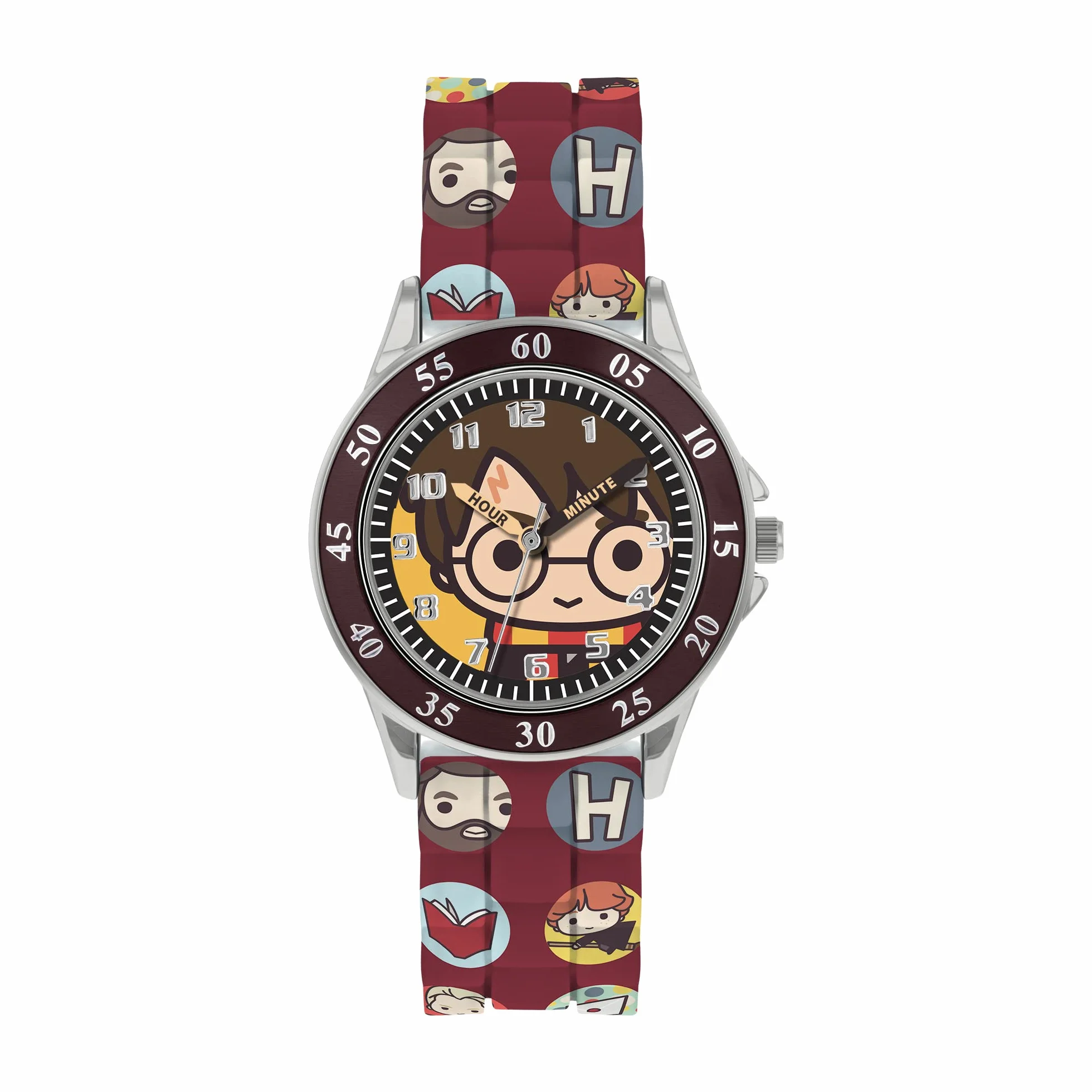Harry Potter Warner Brothers HP9049 - Orologio da polso con cinturino per insegnante a tempo, colore: Marrone, Rosso, Cinturino