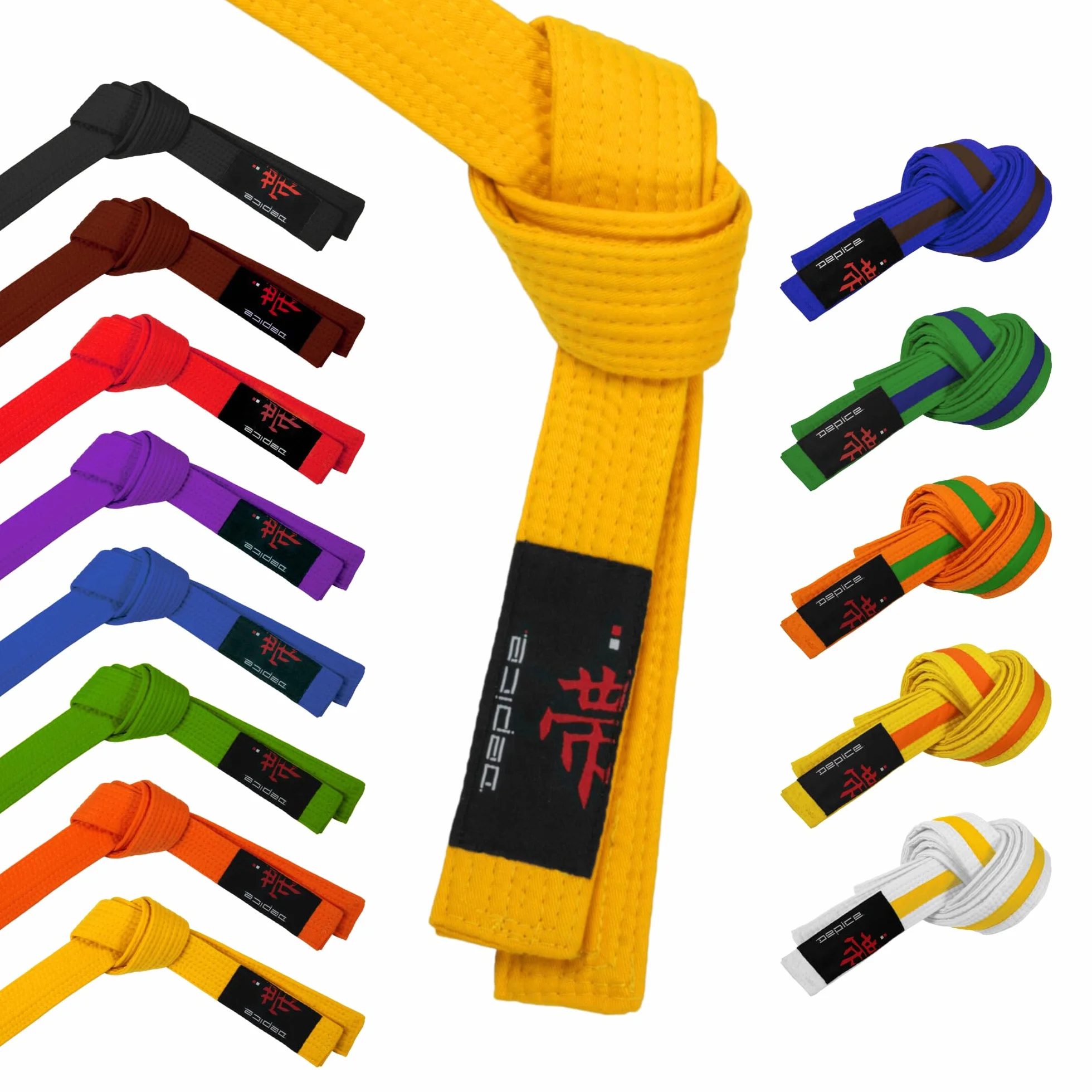 Depice Kampfsport Gürtel – Reine Baumwolle mit 7 Reihen Kraftvoller Poly-nähte, Cintura Unisex Adulto