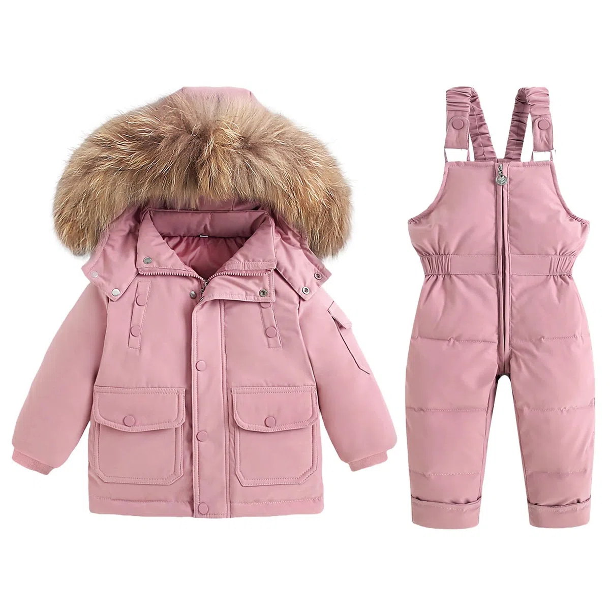 BRONG Bambino Tuta da Neve Inverno Bambini Giù Giacche Cappotto con Cappuccio Staccabile Nevicare Pantaloni Impermeabile Ragazze Ragazzi Tuta da Sci Impostato