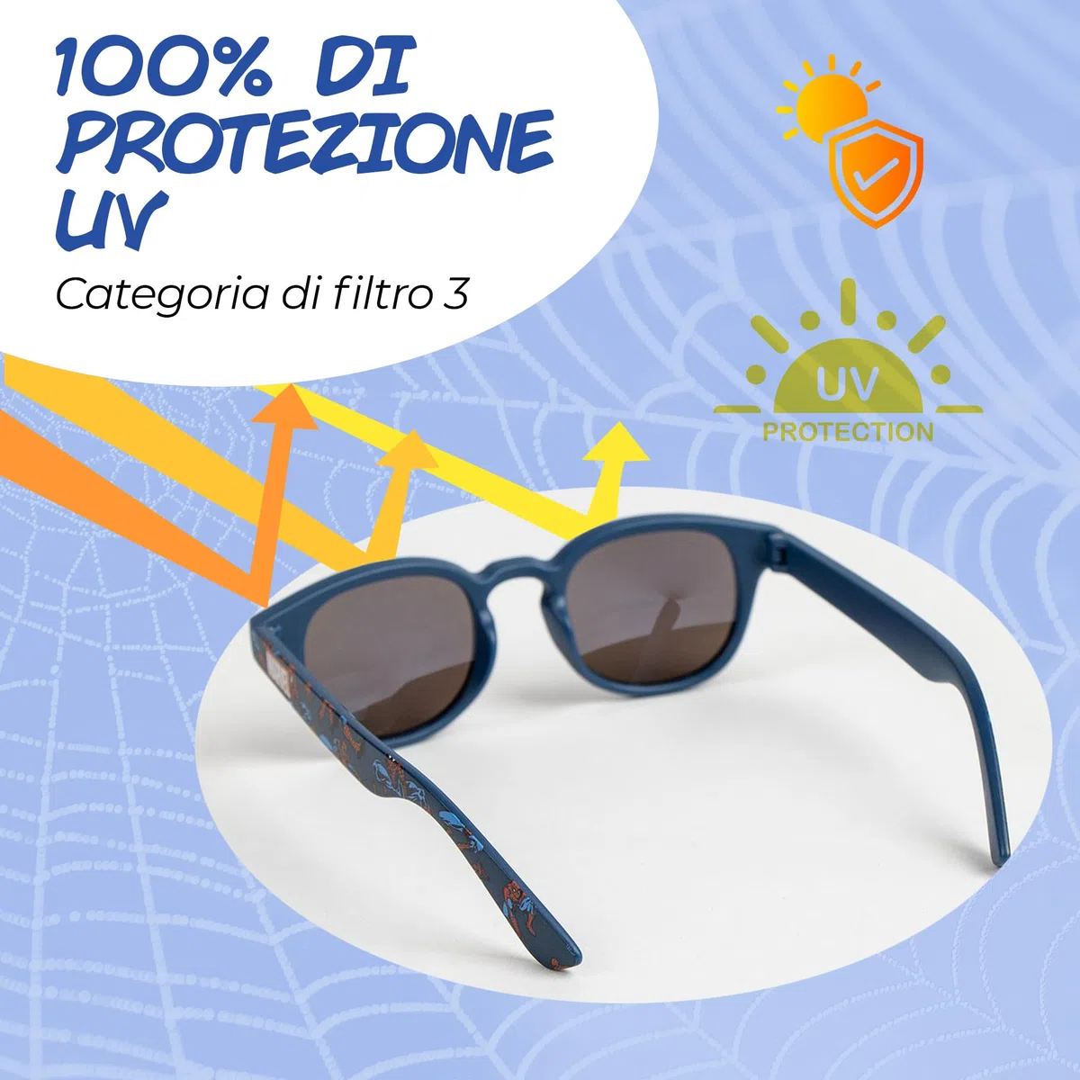 Cappello e Occhiali da Sole Spider-Man Bambino – Set 2 Pezzi Marvel, Berretto Baseball Blu e Rosso + Occhiali UV 100%, Bambini 5-12 Anni
