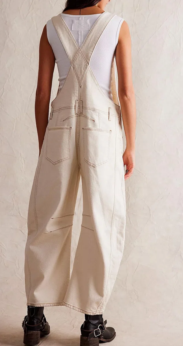 loveimgs Tuta da donna Y2k Baggy Barrel Jeans Tuta a gamba larga Denim Pantaloni Salopette Tuta Boyfriend Patchwork Jeans