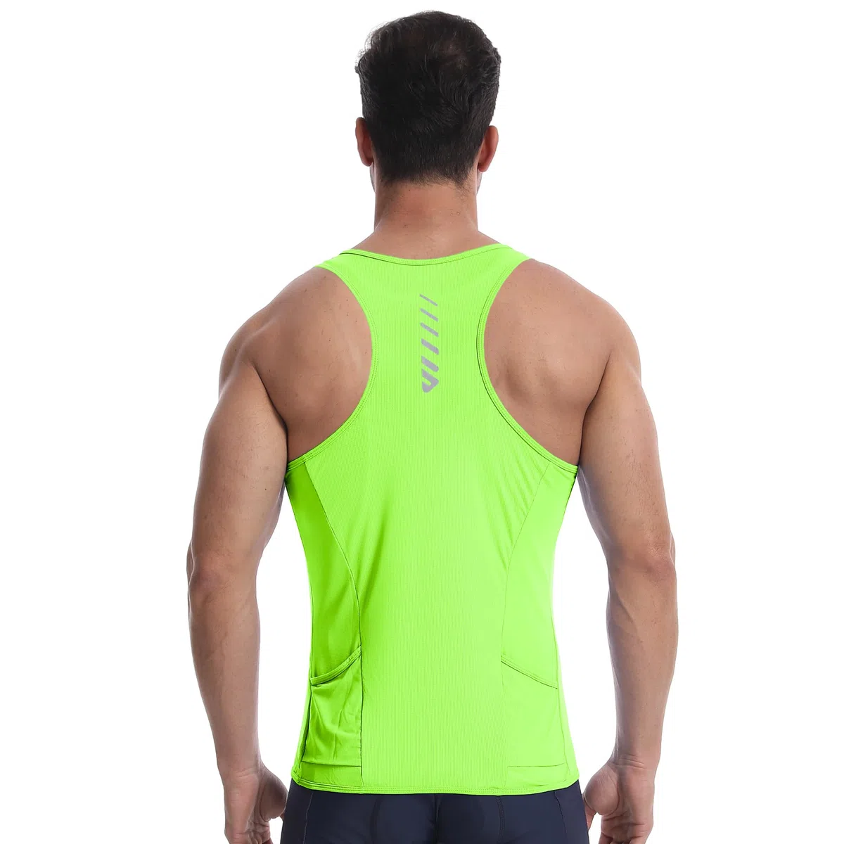 Lo.gas Maglia da ciclismo da uomo, senza maniche, leggera e traspirante, con tasca posteriore