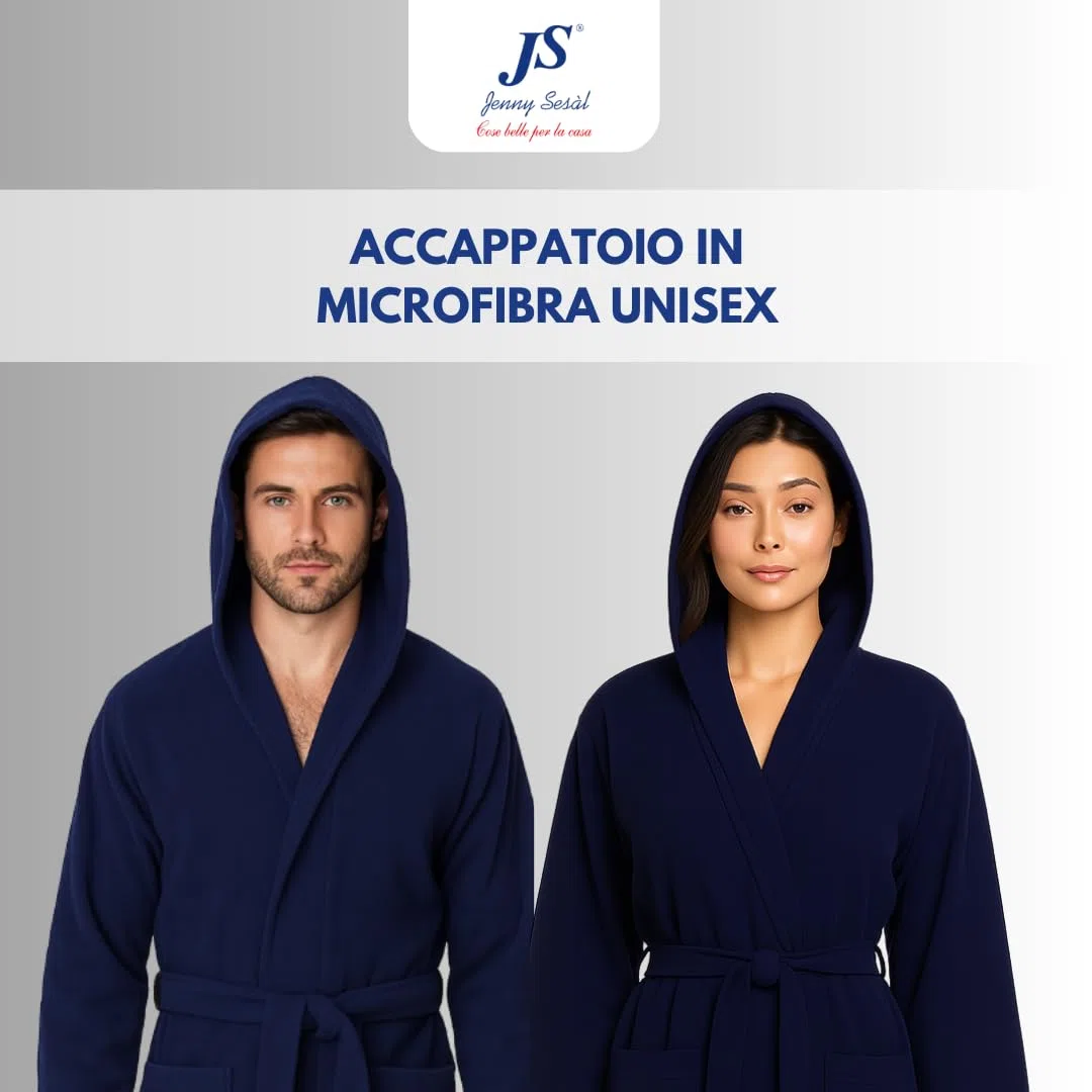 Jenny Sesal - Accappatoio Uomo e Donna in Microfibra Morbido, Leggero, Salvaspazio, a Rapida Asciugatura con Cappuccio, Tasche, Cintura a Passanti e Gancio