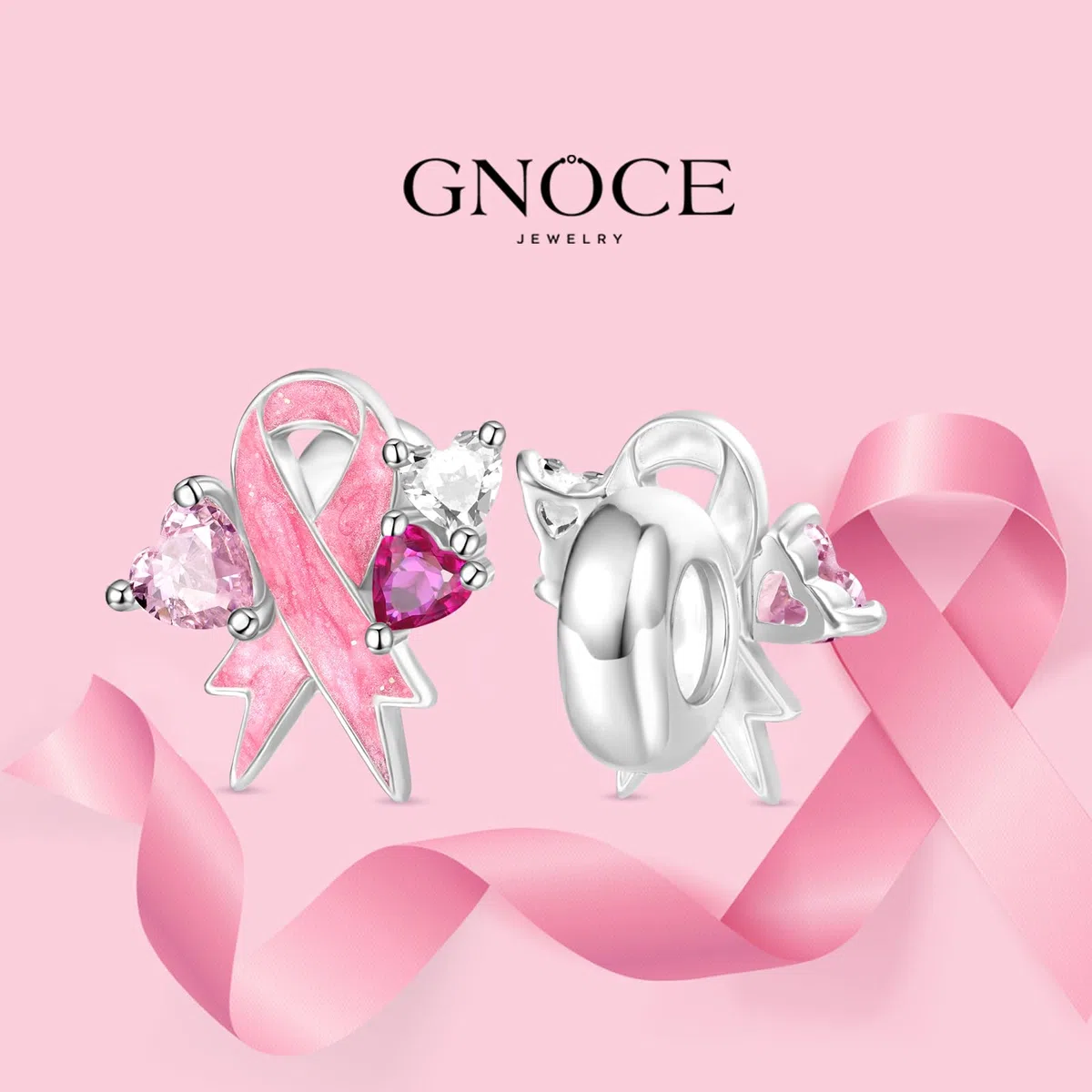 "Consapevolezza Del Cancro Al Seno" Ciondolo di Nastro Rosa in,Argento Sterling 925 Ciondolo Per le Donne Regalo Per Lei e Per La Mamma