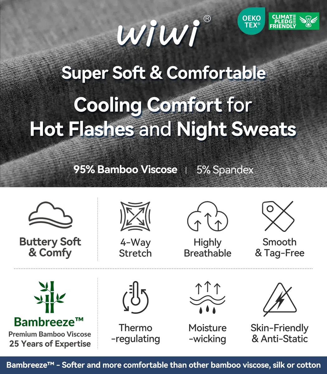 WiWi Mens Bamboo Viscose Pajama Shorts Lightweight Lounge Bottoms Soft Knit Sleep Short Pants Loungewear with Pockets S-3X