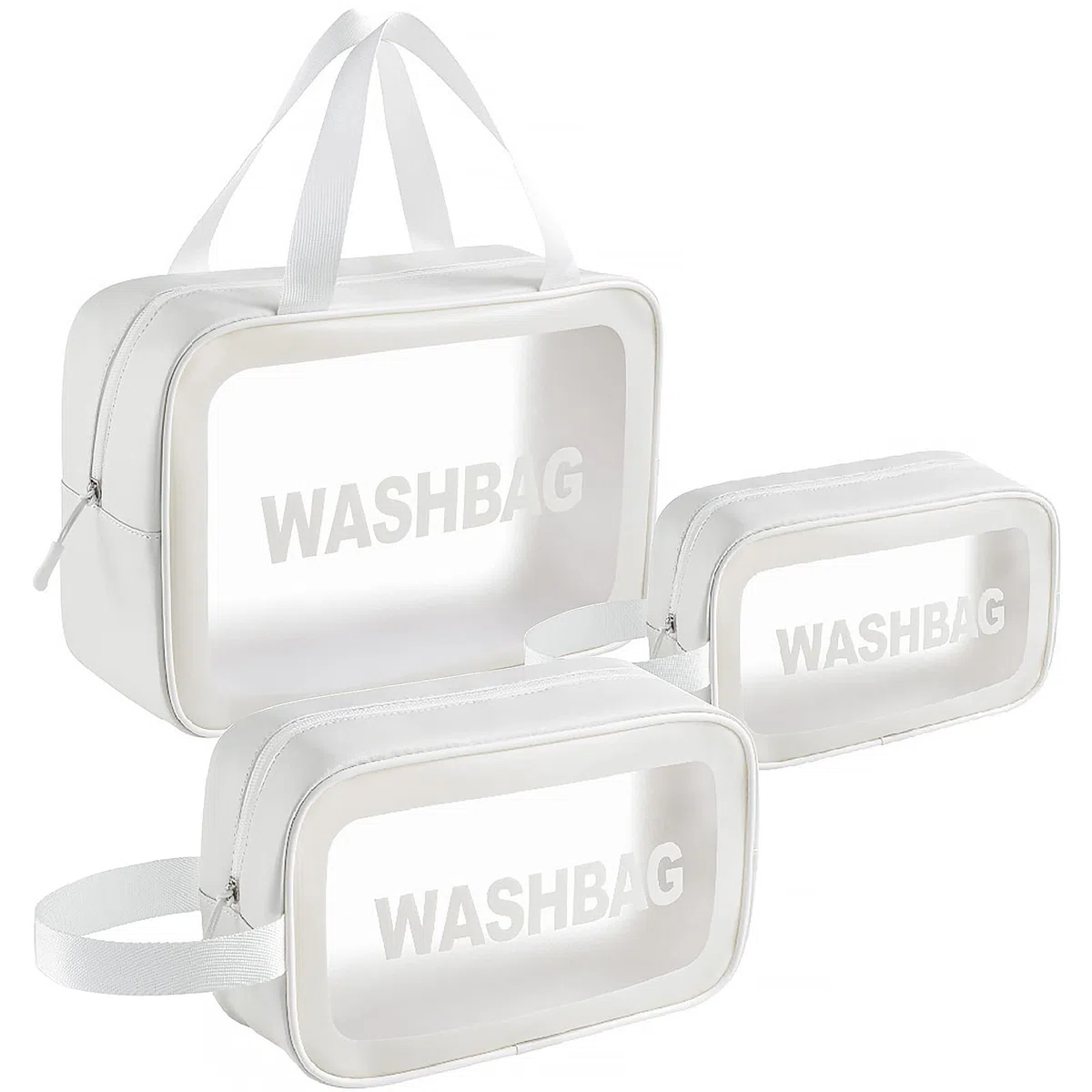 LEcylankEr Beauty Case da Viaggio Trasparente Set, Trousse Trucchi Donna, Borsa da Toilette in PU-PVC (Bianco)