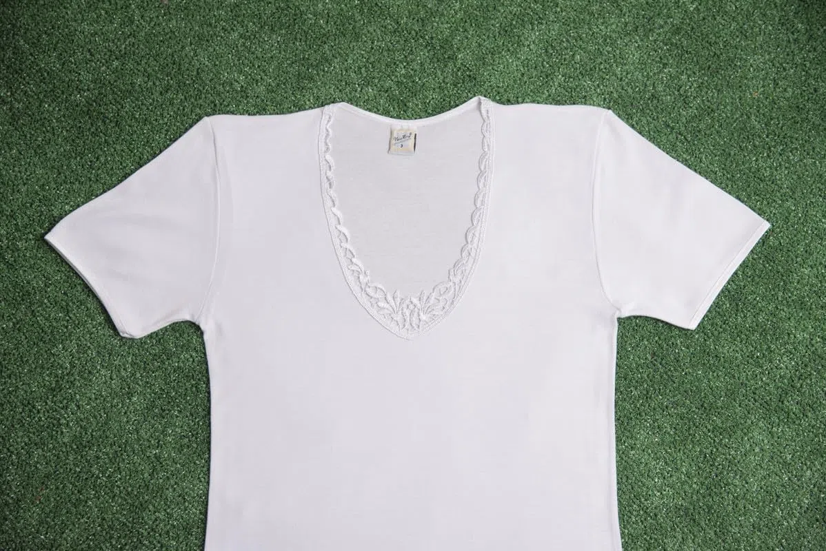 New Day intimo eccezionale Made in Italy- 3 Maglie Intime per Donna Manica Corta con Pizzo macramé o Bordo Raso in 100% Puro Cotone